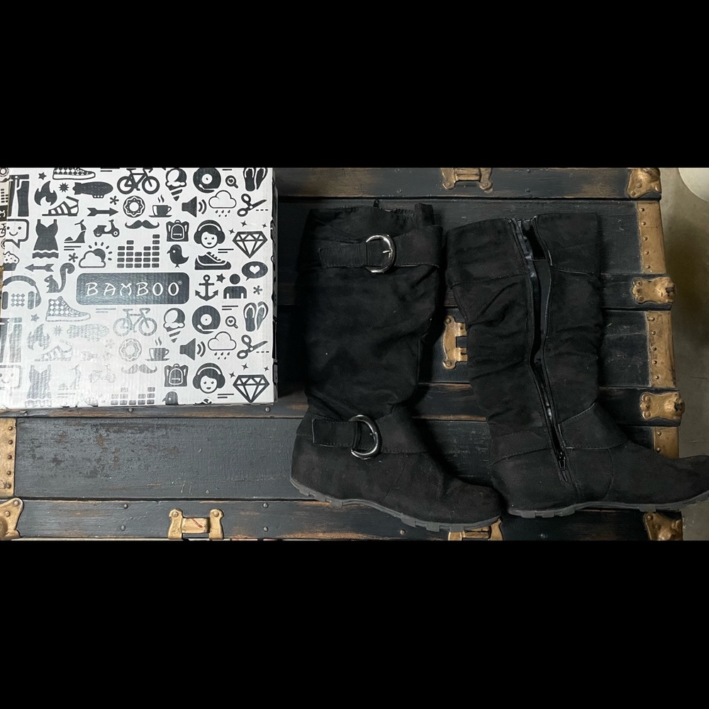 Black Bamboo Jester Boots Size 8
